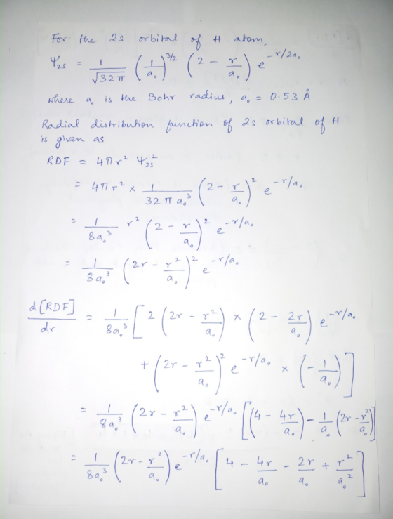 For the 23 orbital of t atom, Yes - do 4* (2-5). where a is the Bohr radius, a=0.53 Å Radial distribution function of as or
