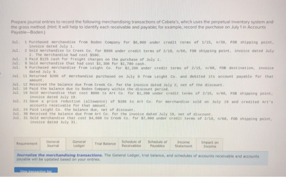 Prepare journal entries to record the following merchandising transactions of Cabelas, which uses the perpetual inventory sy