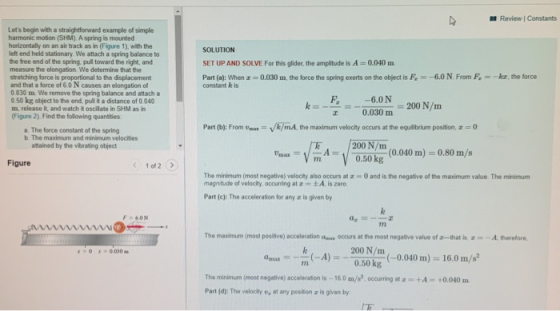 Review Constants Lets begin with a straightforward example of simple harmonic motion (SHM). A spring is mounted horizontally