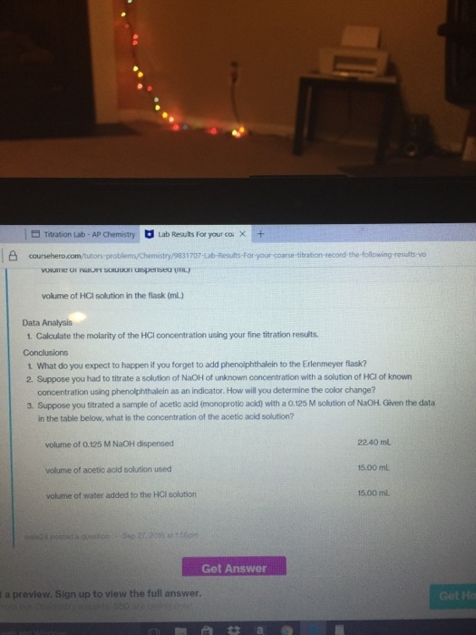 B Titration Lab AP Chemistry lab Results For your