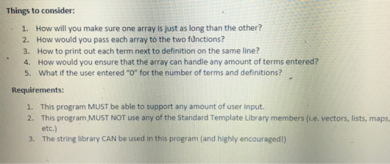 Things to consider: 1. How will you make sure one array is just as long than the other? 2. How would you pass each array to t
