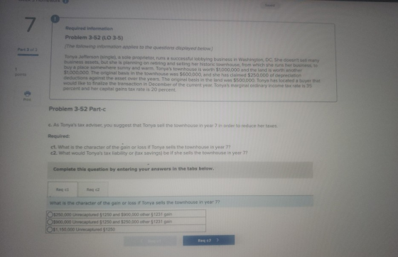 Part 3 of 3 Required information Problem 3-52 (LO 3-5) The following information applies to the questions displayed below! To