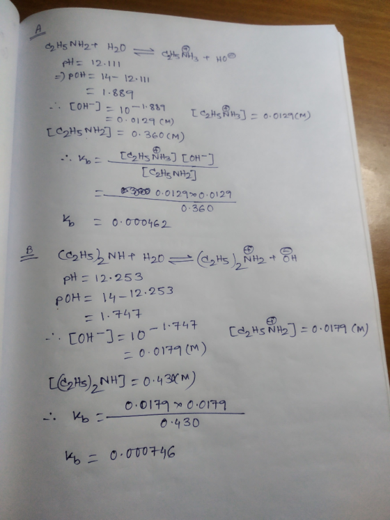 de Hg NH2 + H₂O - hitz + HOO pH = 12.111 =) POH = 14- 12.111 1.889 [OH-] = 10-1.889 [cats H₂] = 0.0129 (M) = 0.0129 CM) 2 LC₂