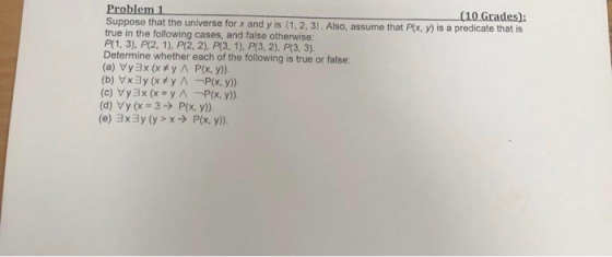 Problem 1 true in the following cases, and false otherwise: Determine whether each of the following is true or false: 10 Grad