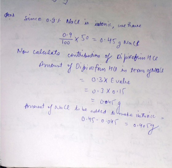 Ars since 0.g.), Nace is intonic, we have Og x 50 = 0.45 g Nach Now calculate contributions of bibirefrin ice Amount of Dipiv