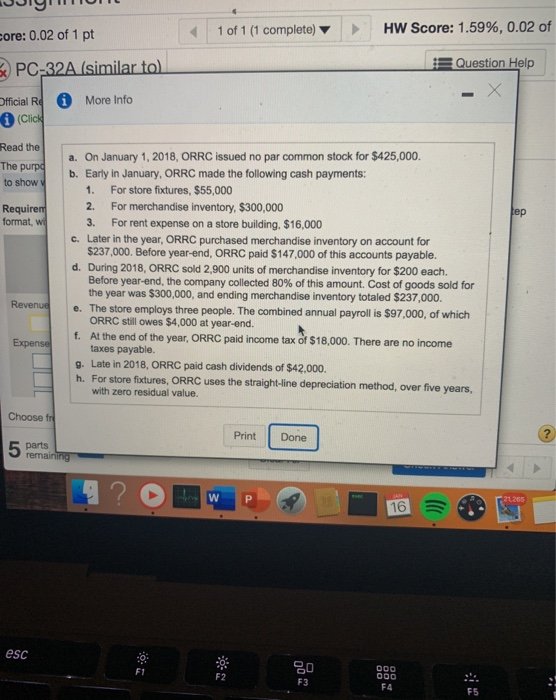 JJIGOTT core: 0.02 of 1 pt 1 of 1 (1 complete) HW Score: 1.59%, 0.02 of Question Help PC-32A (similar to) Official R 6 More I