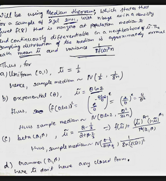 yill be using Medlour e nd contnuousty di frerentale tn a neighbor hood wiH mean and variana w(61n 2,옮) us sample median ~ he ta Lajm) (C)