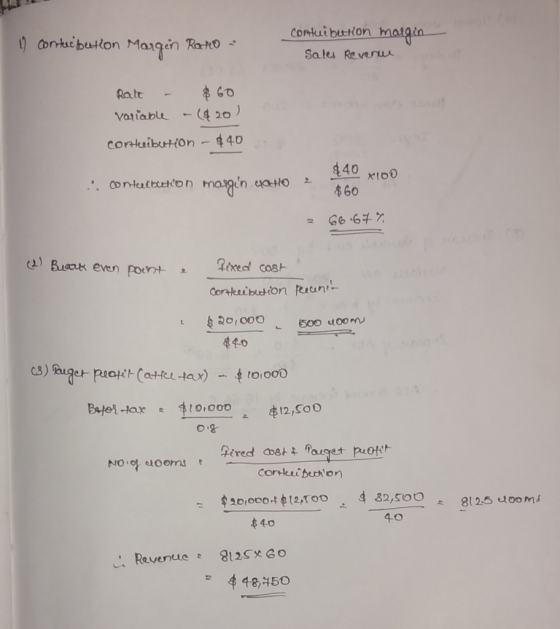 n comitee betion Margen Roto contribution margin Sales Revenue Rate - $60 variable -(420) correlbution - $40 ... conteelbutio