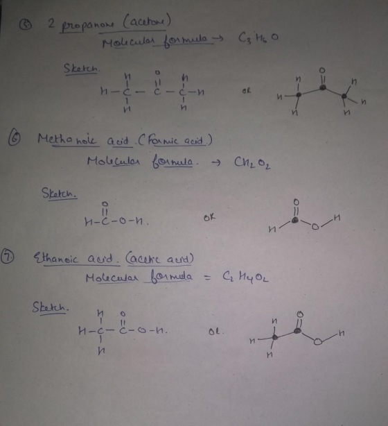 2 propanone (acetone) Molecular formula y C₃ Hoo Sketch. ----- 11- Ċ с - - И OR - и , 6 Metha hole acid CFarmic acid.) . Mole