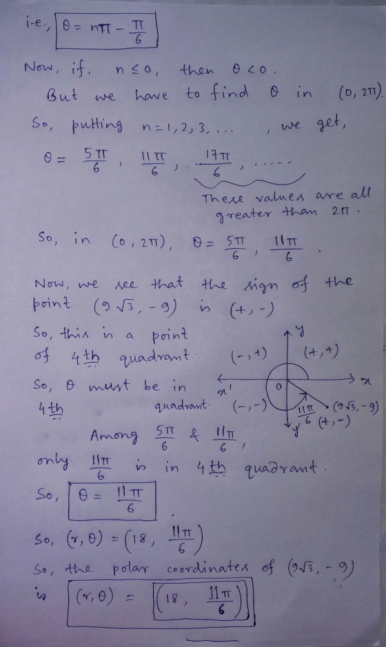 ie, ont - 7 Now, if nso, then olo. But we have to find o in (0, 2T). So, putting n=1, 2, 3, ... , we get, 0 = 5, III, 17 TT,.