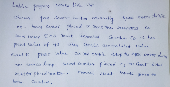 roram vo like this y spoon motor laced to Cont the nekistors so stay bton pcon motor drince beam senuor Placed beam Sensor iput Gnnceted Couner Co it has practualne of 5 ashen Counter accumulated Undue and ton on lamp, Second Placed c1 to Gnt totL rt listor plecedinak:七 manual both Countens