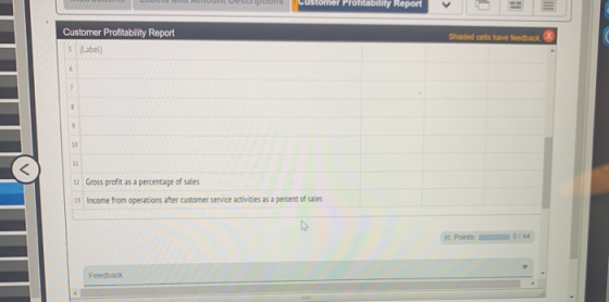 customer Profitability Report Customer Profitability Report Shared cesave feedback 5 tabel 12 Gross profit as a percentage of
