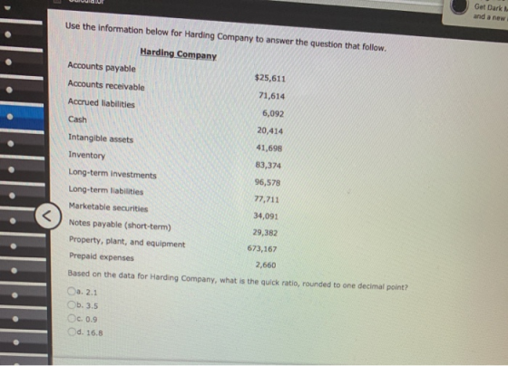 DULUIGUI Get Dark and a new Use the information below for Harding Company to answer the question that follow. Harding Company