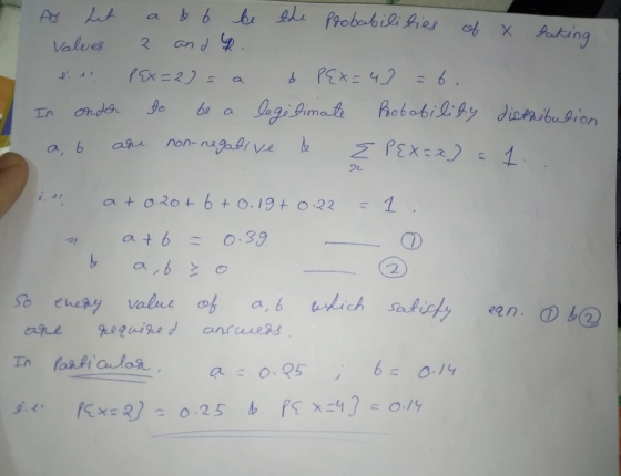 het Valves of x taking a 66 be the probabilities 2 PEx=2) = PEx=47 =6. lege timate Probability distribution non-negative Z PE