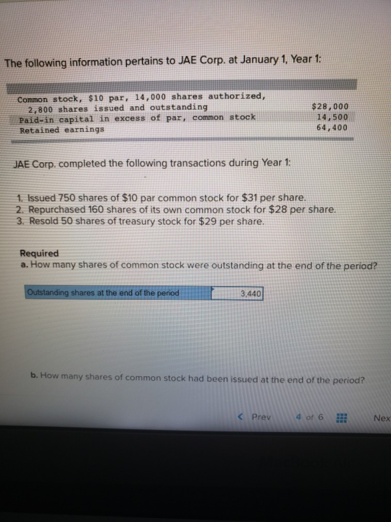 The following information pertains to JAE Corp. at January 1, Year 1: Common stock, $10 par, 14,000 shares authorized, 2,800