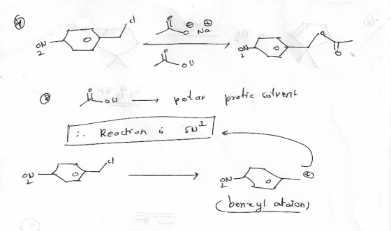 Er By protic solvent i one potar Reaction in Swell + ON (benzyl cataion)
