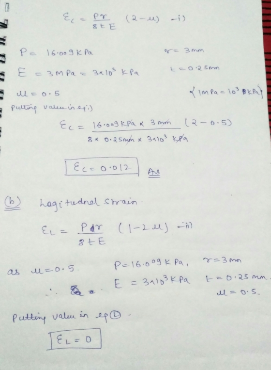 TI &c= pr (2-4) -i). 8t E r= 3mm - s P= 16:00 g kPa E = 3MPa = 3* 10° к Ра a t=0.25mm = l = 0.5 {im pa = 103 kPa) pulting val