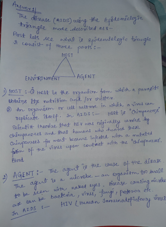 Answers 1 disease (AIDS) using the Epidemeclogic espangle mode described as e- first lets see what is epidemiologie triangle