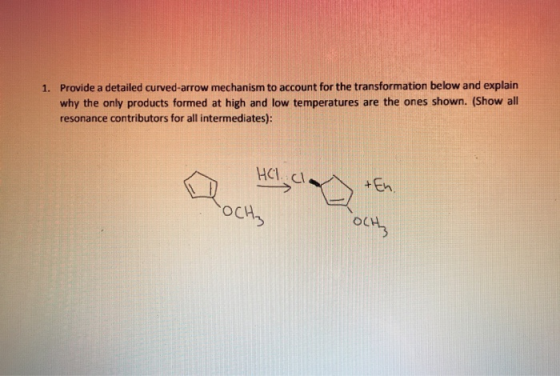 Provide a detailed curved-arrow mechanism to account for the transformation below and explain why the only products formed at