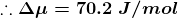 :Δμ = 70.2 J/mol
