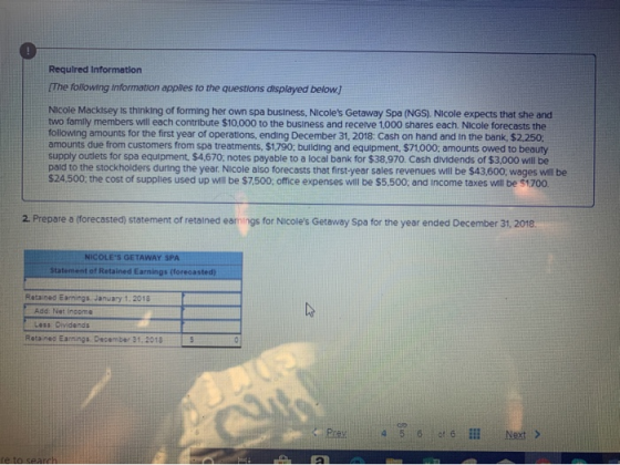 Required Information The following information apples to the questions displayed below.] Nicole Mackisey is thinking of formi