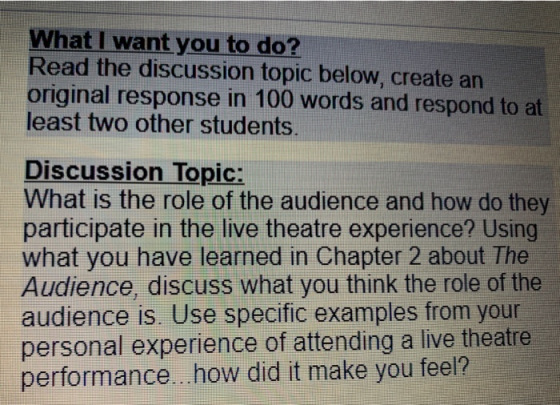 What I want you to do? Read the discussion topic below, create an original response in 100 words and respond to at least two