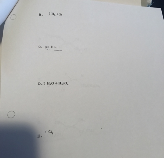 B. H. + Pt C. (c) HBO D.) H2O + H2SO