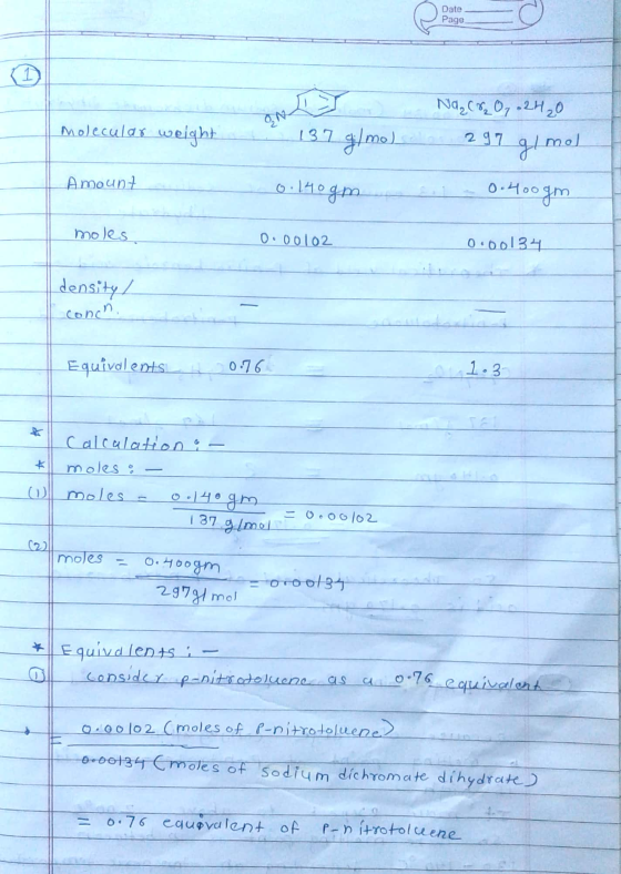 Date Page molecular weight Na₂C%₂07.2H₂O 137 g/mol. selain 297 g/mol Amount 0.140gm sila 0.4oogm. moles. 0.00102 0.00134 dens