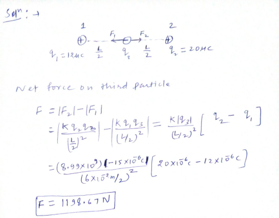 2 Fi Net force on thind Particle L12- F: 1198.11 N