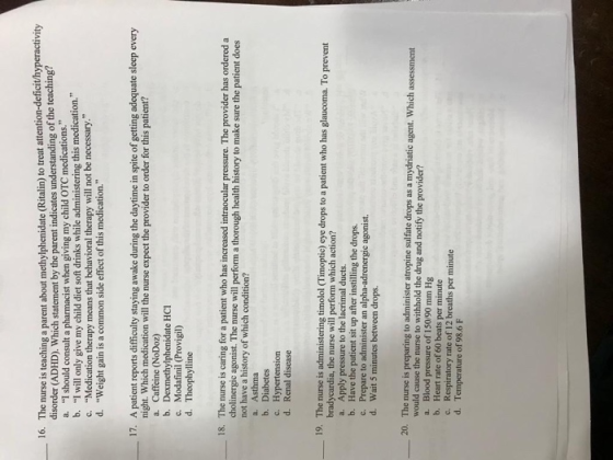 - 10. The nurse is teaching a parent about methylphenidate (Ritalin) to treat attention-deficit/hyperactivity disorder (ADHD)