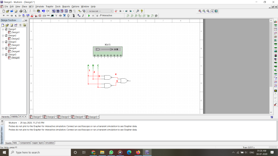 - X Designs - Multisim - [Design5 *] Eile Edit View Place MCU Simulate Transfer Tools Reports Options Window Help -6X --- In-