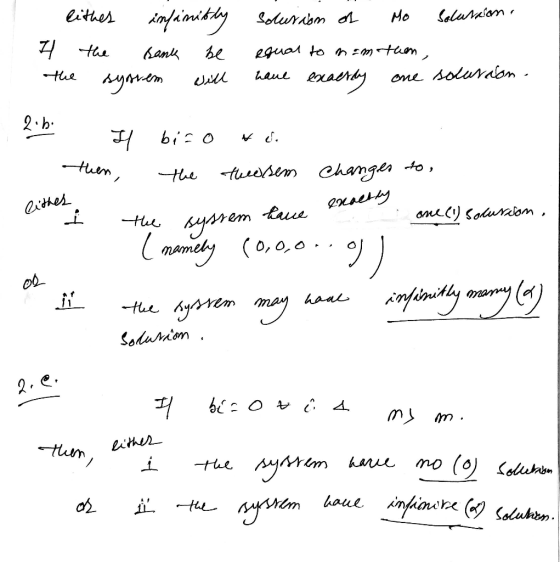 1 lithes infinitly 4 the rank be the system will solusion of Mo Salarisan. equal to mam then , have exactly one solurion. 2 .