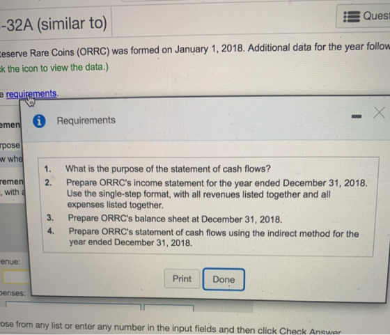 s Quest --32A (similar to) eserve Rare Coins (ORRC) was formed on January 1, 2018. Additional data for the year follow k the