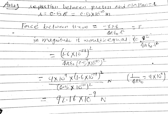 Ausj se pastion between praten and cloc017 x = 0.5A 0-5x16Tom Forcé between them E .qxq ARE ľ 2 in magnitude it woulde equal
