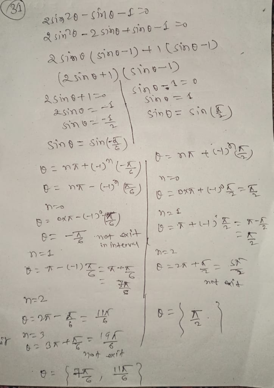 31 asio 20 - Sino -10 2 sin 20-2 sino+sino-1 to asino (sino-1) + 1 (sino-1) (asino + 1) (sino- asinot 150 sinon1=0 asino. I s