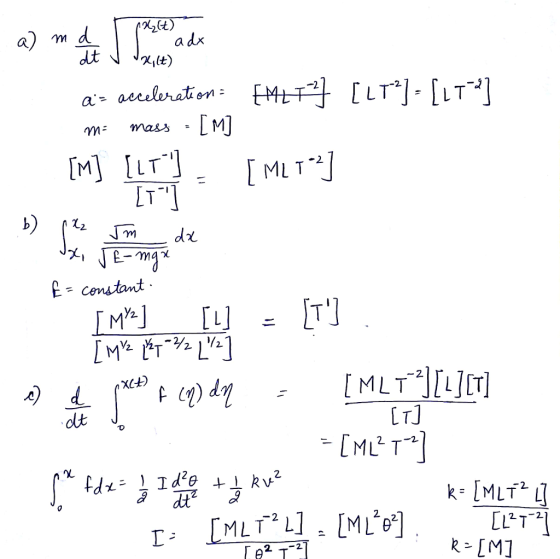 a) -2 LT me mass [M] [M [LT ML T Cendant MLT Xct) dよ LTJ dt