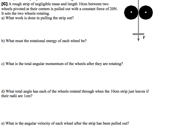 A rough strip of negligible mass and length 10cm b