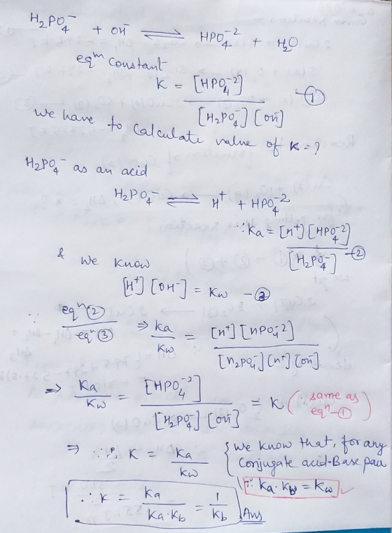 H₂Pod tou - HPO 2 + thos we have to calculate value of R- egh constant k = [H POL 3 [Hapo] [on] value of k= H₂Po as an acid a