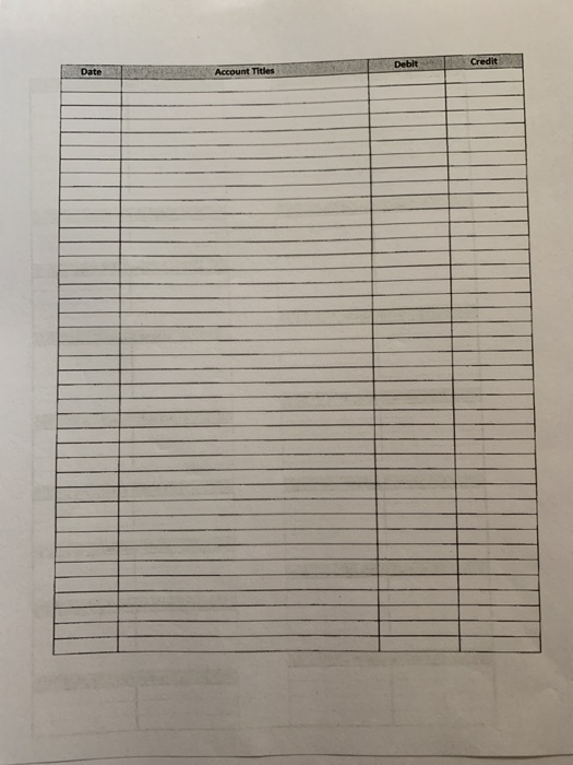 Debit Credit Date Account Titles