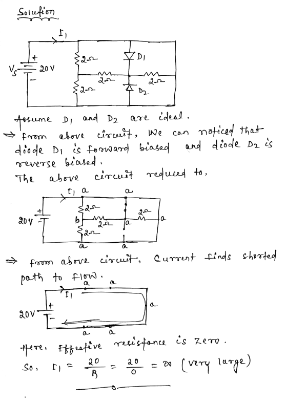 Solution of 2.2 DI V 20 V gon m 22 2. > from pesume di and De are cdeal. from above above circuit, we can noticed that diode