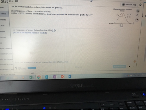 Stat 5.2.18-1 Question Help ced Test Composte Use the normal distribution to the right to answer the questions (a) What perce