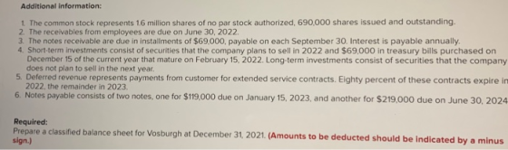 Additional information: 1. The common stock represents 1.6 million shares of no par stock authorized, 690,000 shares issued a