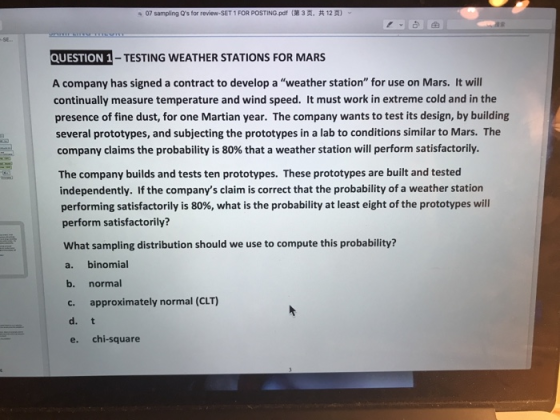 - 07 sampling s for review-SET 1 FOR POSTING.pdf 0 3 . 12 QUESTION 1 - TESTING WEATHER STATIONS FOR MARS A company has signe