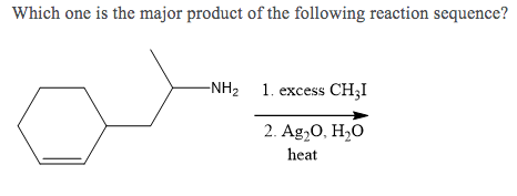 Which one is the major product of the following reaction sequence? -NH2 1. excess CH31 2. Ag,0, H 0 heat
