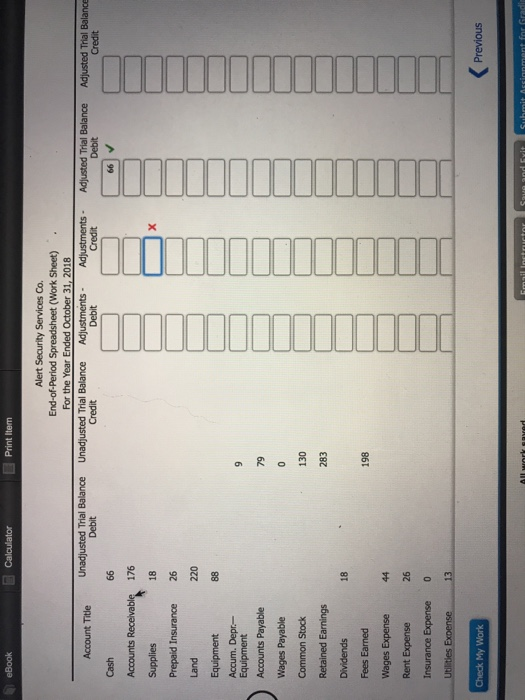 eBook Calculator Print Item Alert Security Services Co. End-of-Period Spreadsheet (Work Sheet) . For the Year Ended October 3