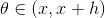 \theta \in (x, x+h)