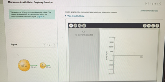 Momentum in a Collision Graphing Question 4 of 10 Constits i Periodic Table Two asteroids, drifting at constant velocity, col
