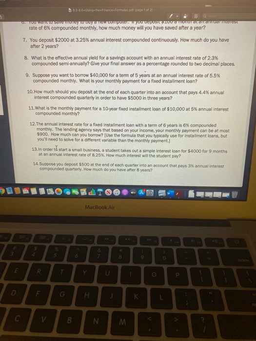 D 83-86+Using the Finance Formulas.pot page 1 of 2) Q U To Wow save money wo wymow compus your deposito a Montana MITES rate