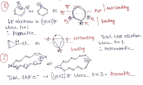 L D = 0 - Du 3 ante bonoling 65 electrons = (4n+2) High } bonding СОЙЛ ) 2 | i Aromatie De ce = ? At antebonding Total unit