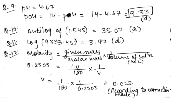 4.67 pH= pou 14-p 14-4.67 9.33 -Autileg (549) - 3S. 07 (a) &ILa (4333. 45) 3.97 (d) -12 Molarity ienmas Malor mau^Voume t sel